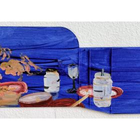 De Friet Master, 2021, 10 x 34 cm, olie, acryl op verpakking