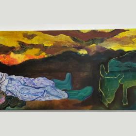 Herder, 2022, 60 x 200 cm, olie op doek